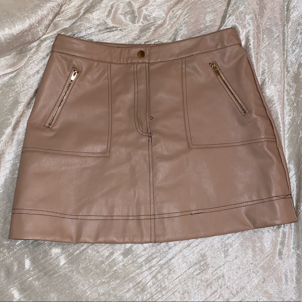 Beige faux Leather skirt
